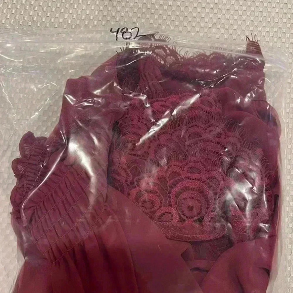 Maurice's Burgundy off shoulder flowy blouse with lace trim, size 3X - Picture 8 of 9